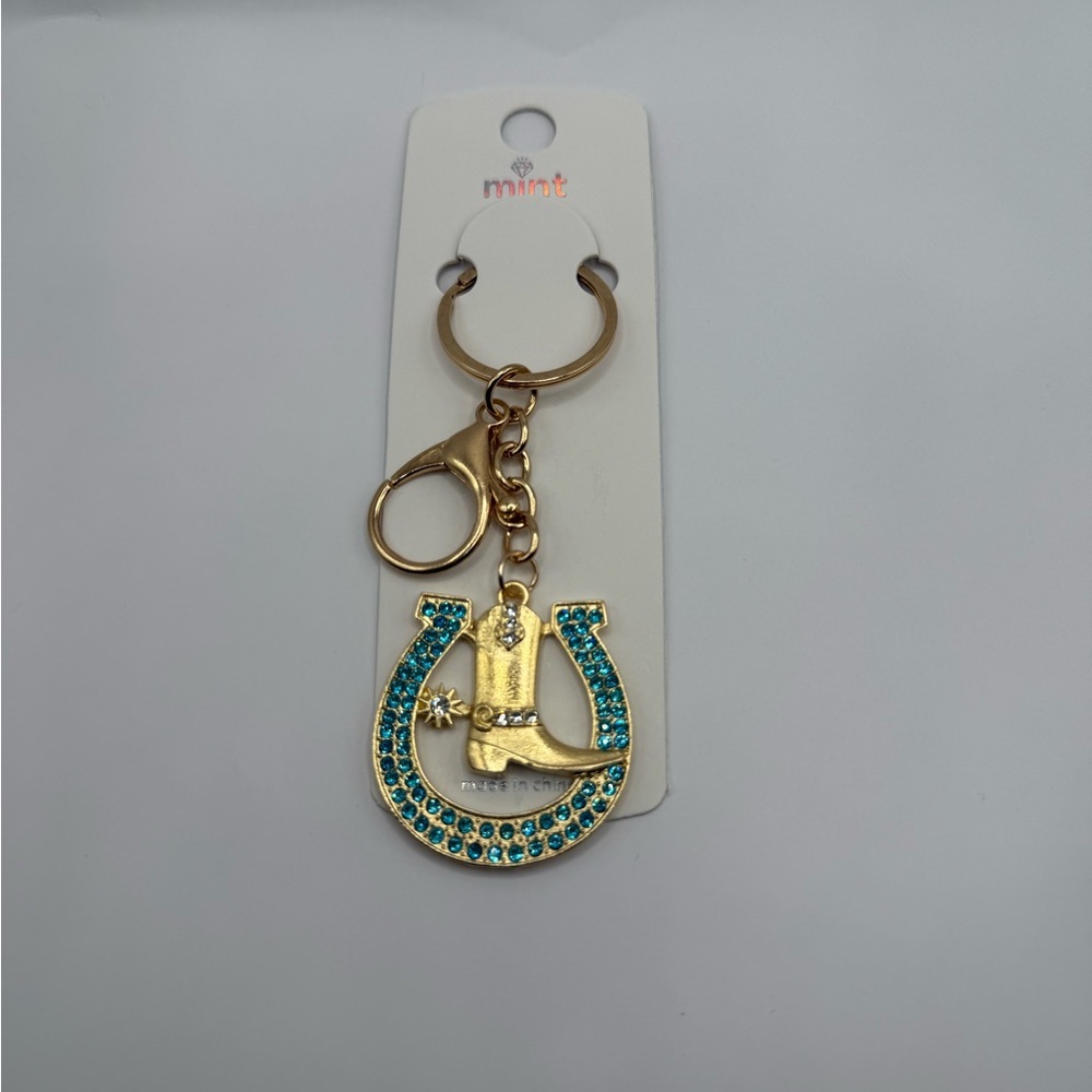 Mint Gold and Teal Horseshoe Key Holder
